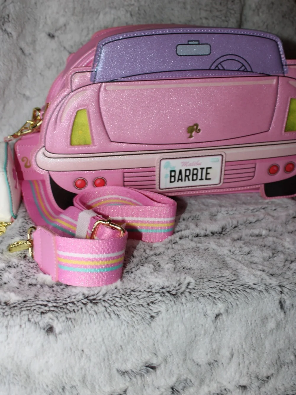 Loungefly Pink Barbie Corvette Car Crossbody with Aqua Windshield